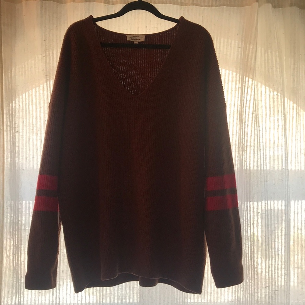 & Other Stories Brown & Red Stripe Sweater